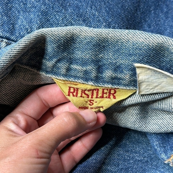 Vintage Rustler Denim Trucker Jean Jacket Size Small - Picture 7 of 10